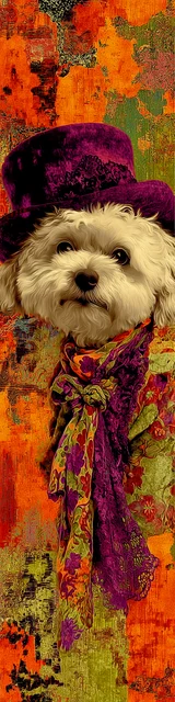 Free printable dog bookmark featuring purple hat shih tzu